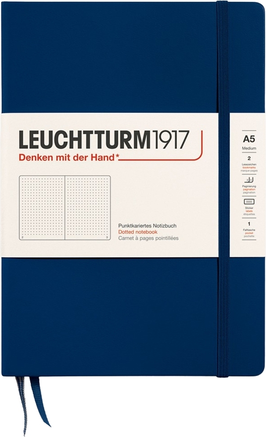 Leuchtturm 1917 Zvezek s pikami, trda vezava, A5, 251 strani, mornarsko moder, 80 g/m²