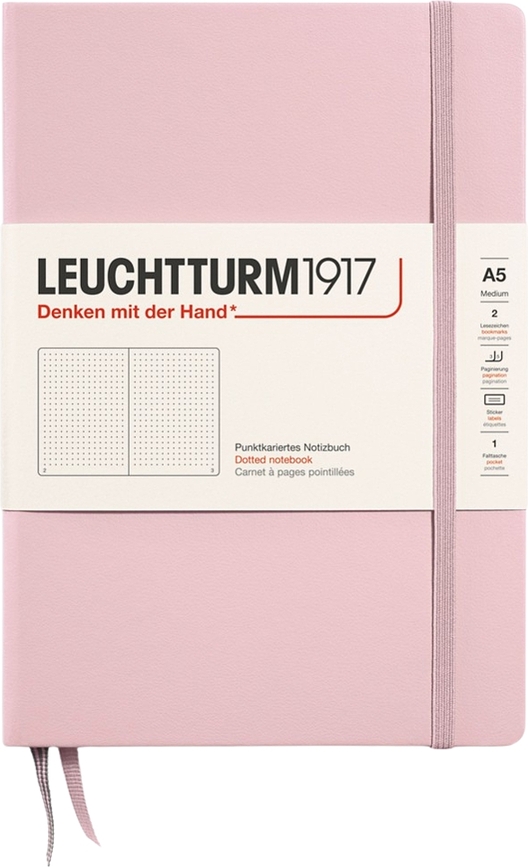Leuchtturm 1917 Zvezek s pikami, trda vezava, A5, 251 strani, pudrasto roza, 80 g/m²