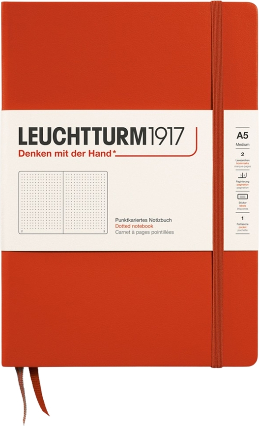 Leuchtturm 1917 Zvezek s pikami, trda vezava, A5, 251 strani, temno oranžen, 80 g/m²