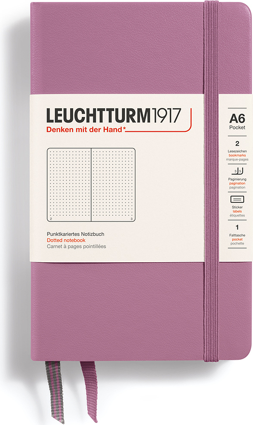 Leuchtturm 1917 Zvezek s pikami, trda vezava, A6, 187 strani, umazano roza, 80 g/m²