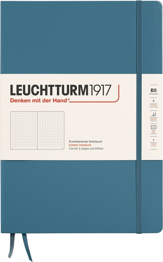 Leuchtturm 1917 Zvezek s pikami, trda vezava, B5, 219 strani, modro-siv, 80 g/m²