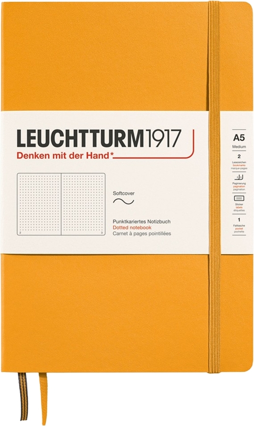 Leuchtturm 1917 Zvezek s pikami v mehki vezavi, A5, 123 strani, oranžen, 80 g/m²