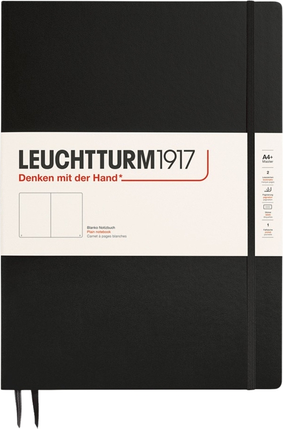 Leuchtturm 1917 Zvezek s trdimi platnicami, A4+, 123 strani, črn, 100 g/m²