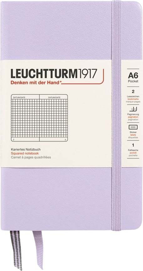 Leuchtturm 1917 Zvezek v trdi vezavi, A6, 187 strani, lila, 80 g/m², karirast