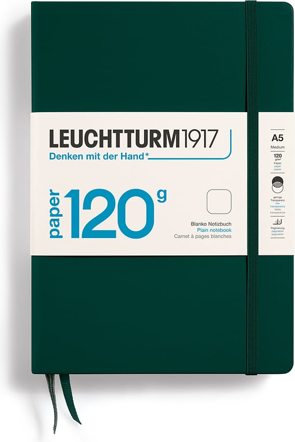 Notes neted cu copertă tare Edition 120 A5, 203 pagini, verde pădure, 120 g/m²
