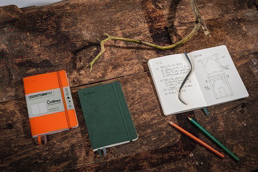 Outlines Notes v pikah v flex vezavi B6+, 89 strani, 150 g/m², mornarsko moder