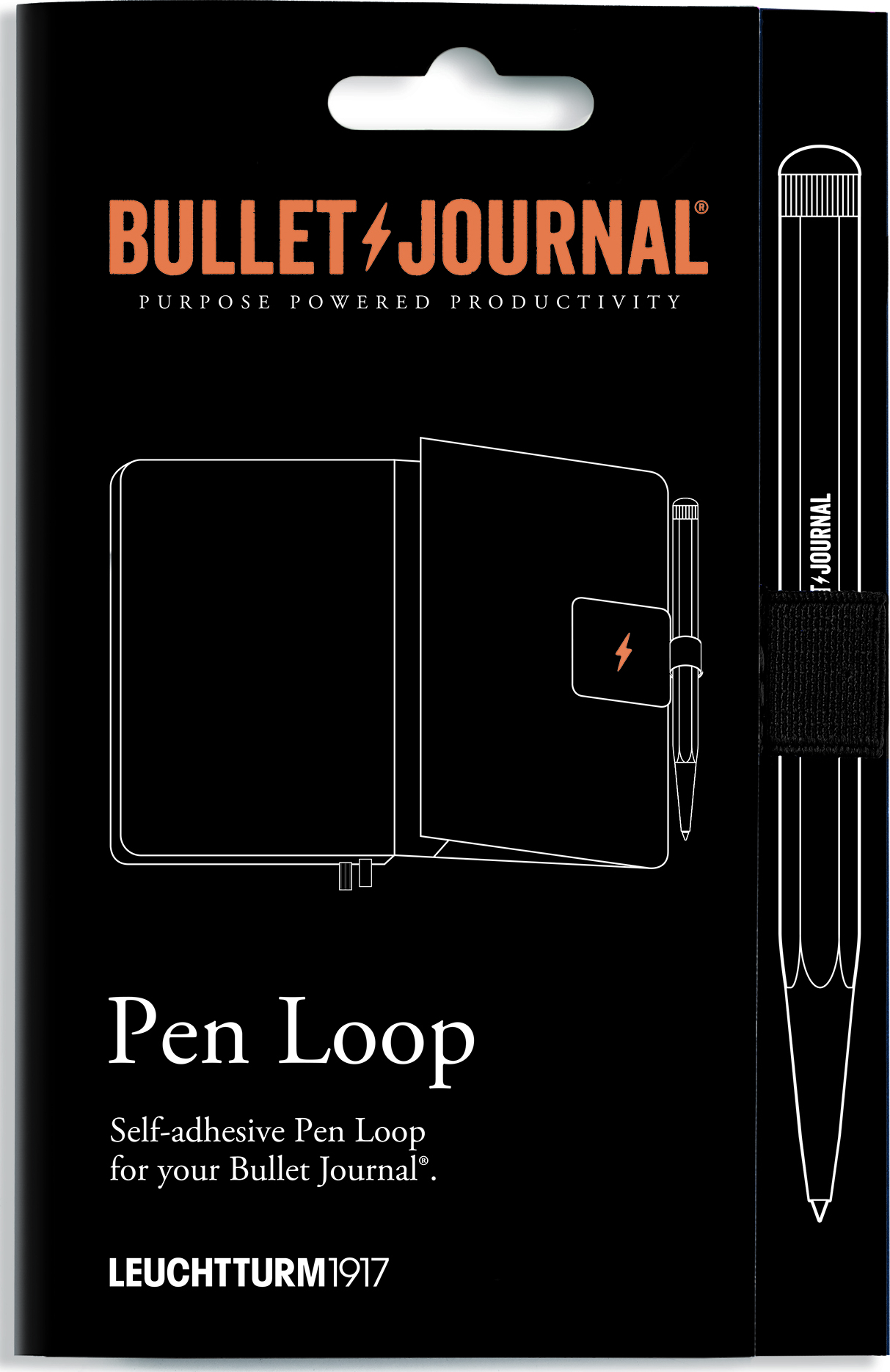 Stiftschlaufe selbstklebend für Bullet Journal, schwarz