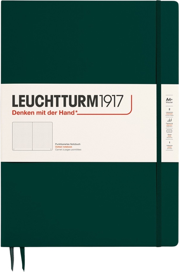 Taškinis užrašų knygelė Leuchtturm 1917, kietu viršeliu, A4+, 123 puslapiai, miško žalia, 100 g/m²
