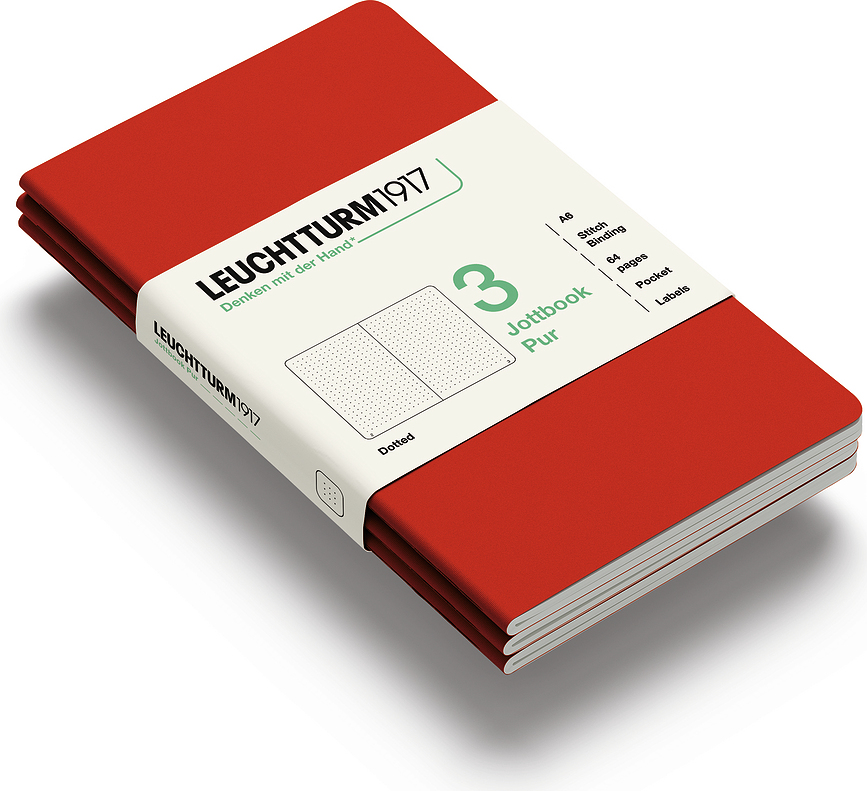 Tečkované zápisníky v ohebné vazbě Jottbook Pur A6, tmavě zelené, 80 g/m², 3 ks