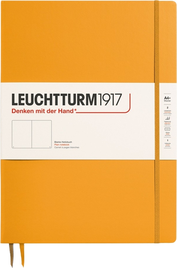 Užrašų knygelė kietais viršeliais Leuchtturm 1917 A4+, 123 puslapiai, oranžinė, 100 g/m²