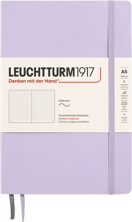 Užrašų knygelė Leuchtturm 1917 A5, taškuota, minkštais viršeliais, 123 puslapiai, alyvinė, 80 g/m²