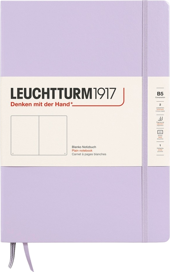 Užrašų knygelė Leuchtturm 1917 B5, kietais viršeliais, lygi, 219 puslapių, alyvinė, 80 g/m²