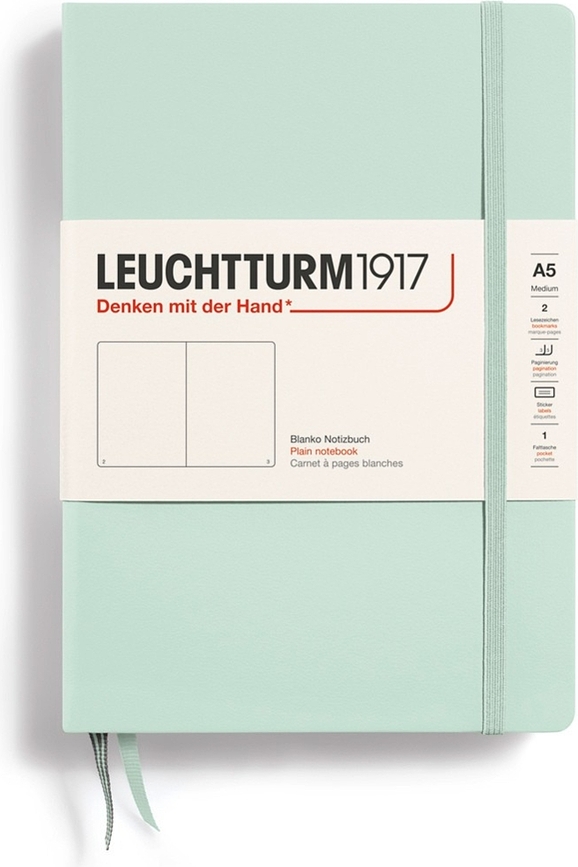 Užrašų knygelė Leuchtturm 1917, kietais viršeliais, A5, 251 puslapis, mėtų spalvos, 80 g/m²
