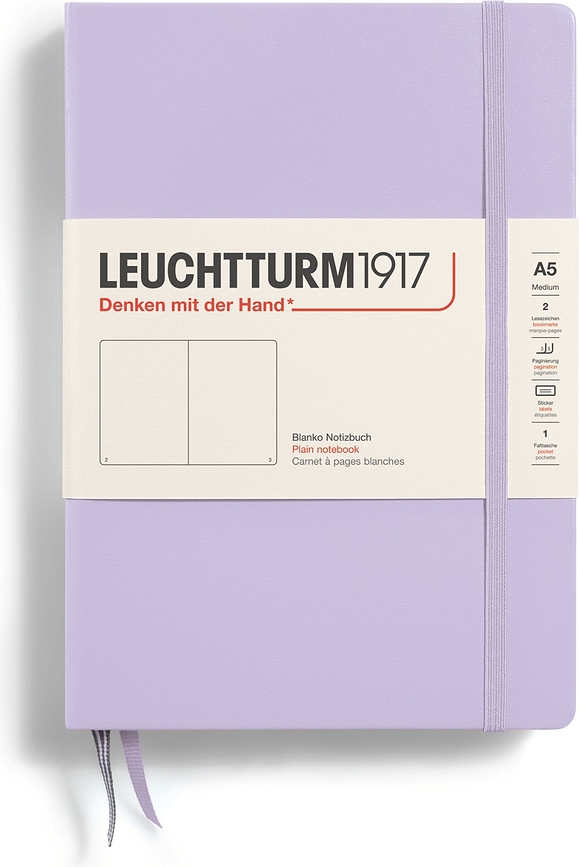 Užrašų knygelė Leuchtturm 1917, kietais viršeliais, lygi, A5, 251 psl., alyvinė, 80 g/m²