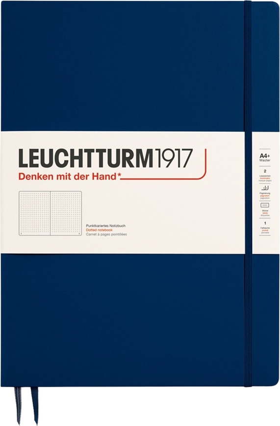 Užrašų knygelė Leuchtturm 1917, kietais viršeliais, taškuota, A4+, 123 puslapiai, tamsiai mėlyna, 100 g/m²