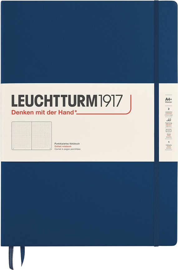 Užrašų knygelė Leuchtturm 1917, kietais viršeliais, taškuota, A4+, 235 puslapiai, tamsiai mėlyna, 100 g/m²