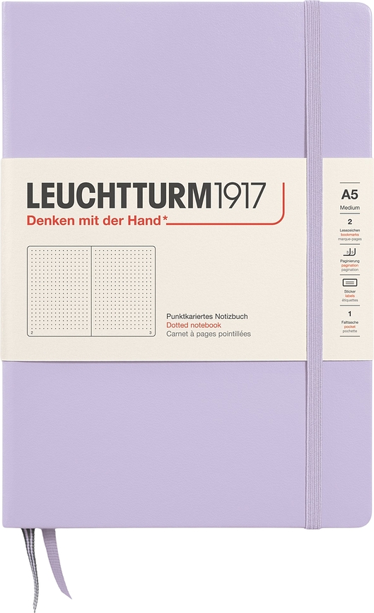 Užrašų knygelė Leuchtturm 1917, kietais viršeliais, taškuota, A5, 251 psl., alyvinė, 80 g/m²