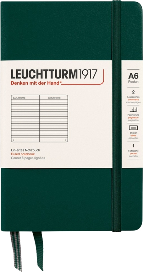 Užrašų knygelė Leuchtturm 1917, linijomis, kietu viršeliu, A6, 187 psl., tamsiai oranžinė, 80 g/m²