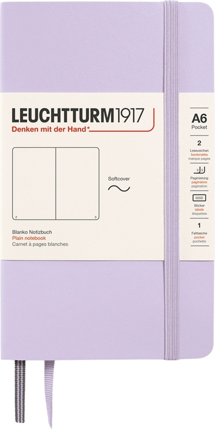 Užrašų knygelė Leuchtturm 1917, minkštais viršeliais, lygi, A6, 123 puslapiai, alyvinė, 80 g/m²