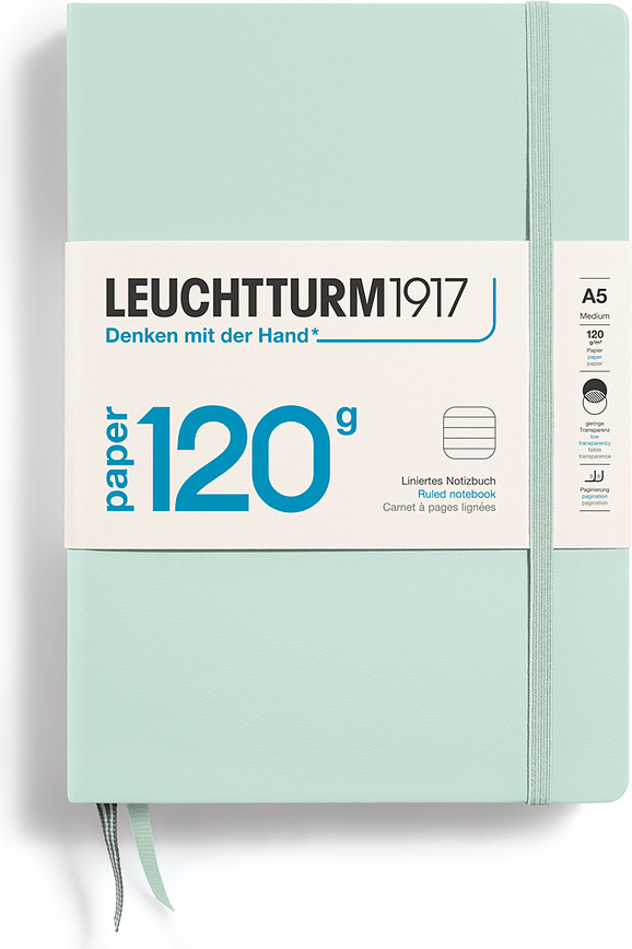 Užrašų knygelė linijomis kietu viršeliu Edition 120 A5, 203 puslapiai, mėtų spalvos, 120 g/m²