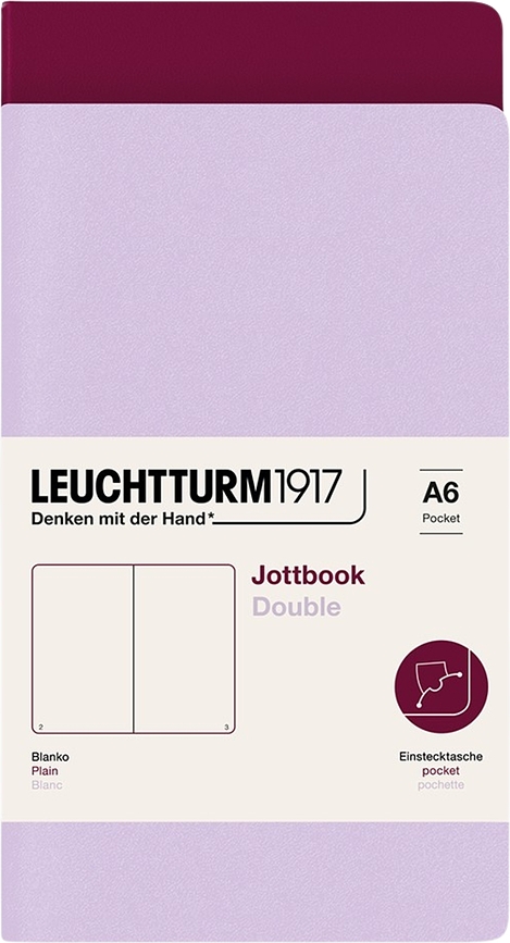 Užrašų knygelės Jottbook A6, lygūs lapai, lankstus viršelis, alyvinė ir bordo, 80 g/m², 2 vnt.
