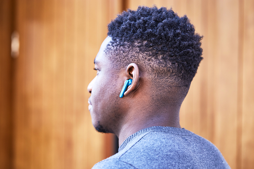 Auriculares inalámbricos Speakerbuds, con altavoz Bluetooth integrado, color camel