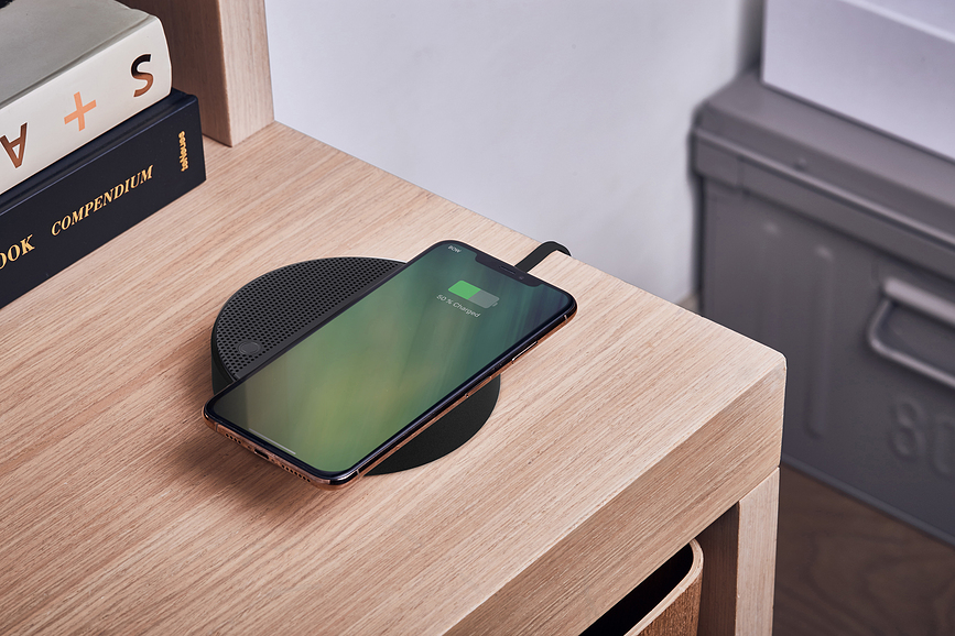 Cargador Inalámbrico con altavoz Oslo Energy+, rojo oscuro