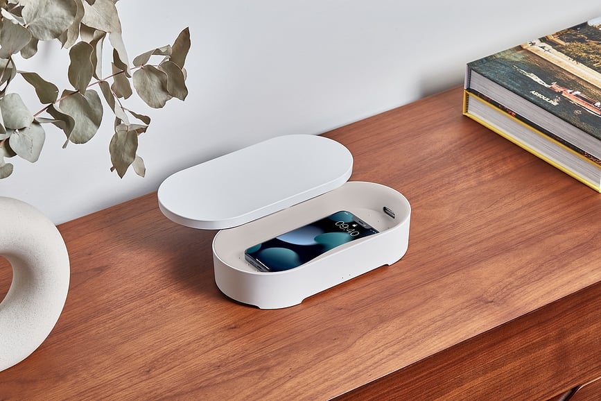 Cargador Inalámbrico con esterilizador UV Oblio Box, negro