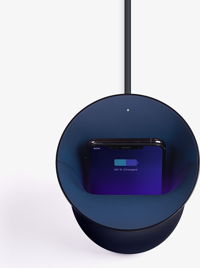 Cargador inalámbrico con esterilizador UV Oblio, azul marino