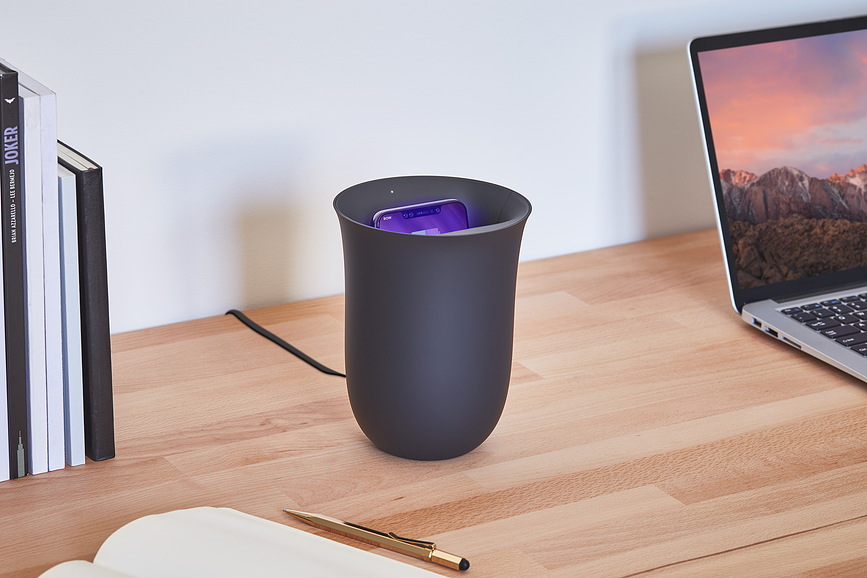 Cargador inalámbrico con esterilizador UV Oblio, azul marino