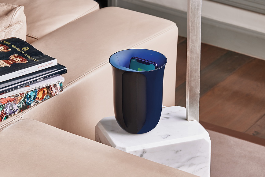 Cargador inalámbrico con esterilizador UV Oblio, azul marino