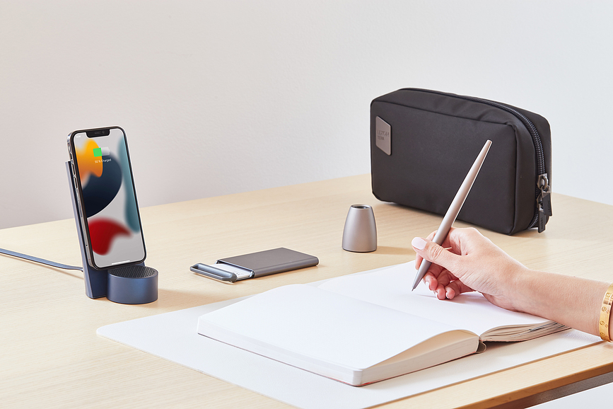 City Chargeur Sans Fil avec enceinte Bluetooth, doré