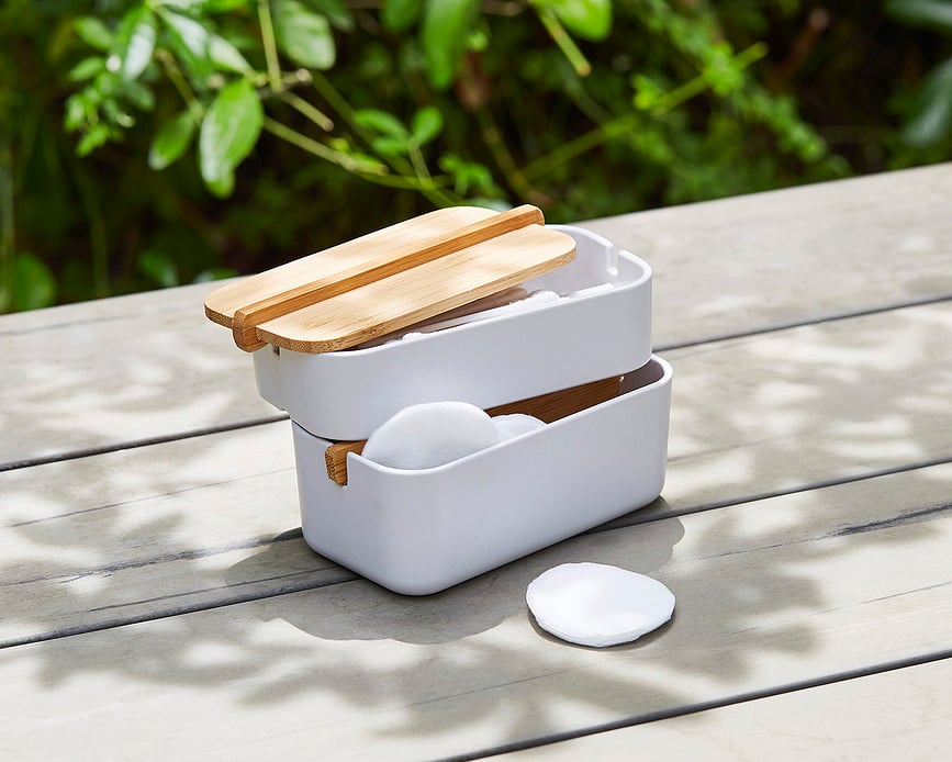 Contenedor cosmético Zen, blanco crema