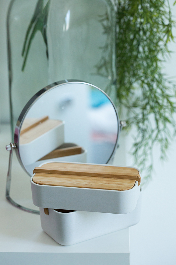 Contenedor cosmético Zen, blanco crema