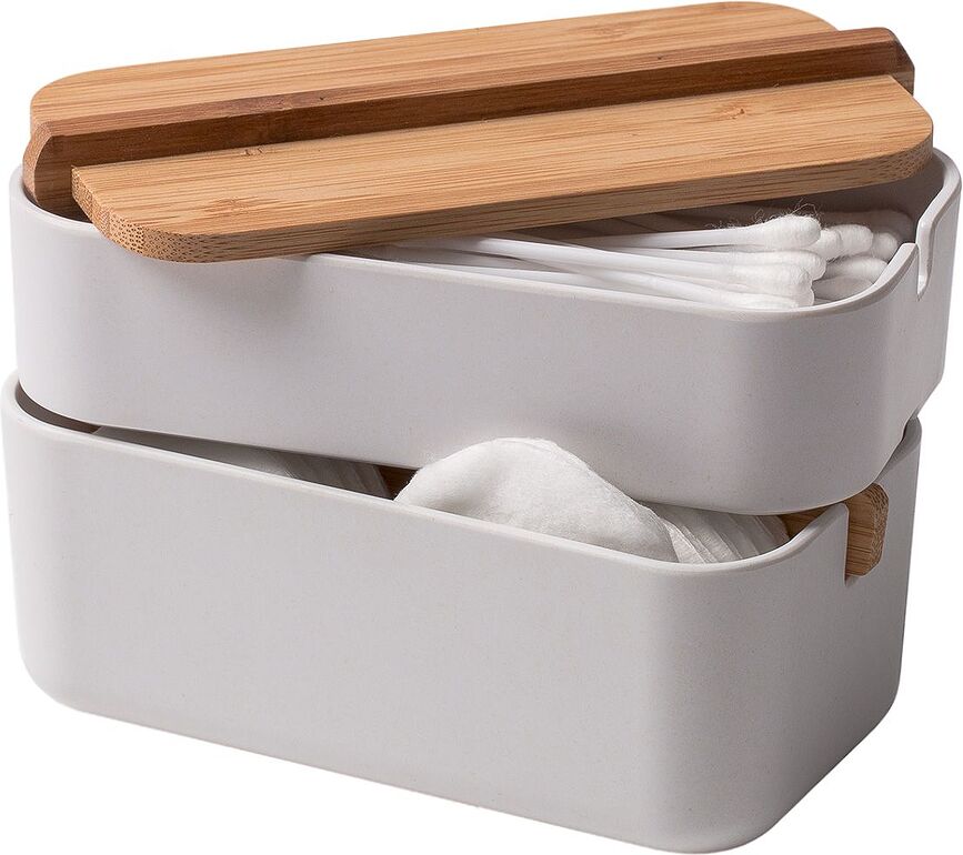 Contenedor cosmético Zen, blanco crema