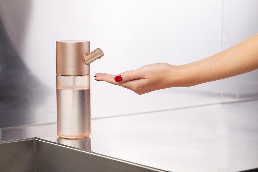 Dosificador de gel desinfectante Horizon, plateado oscuro