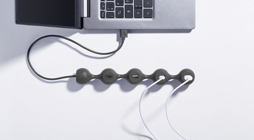 Hub USB Peas Hub 2, 4 puertos, caqui