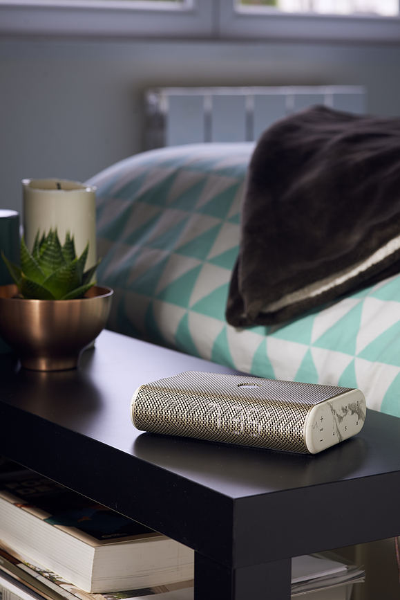 Miami Time Radio z budilko, bel marmor