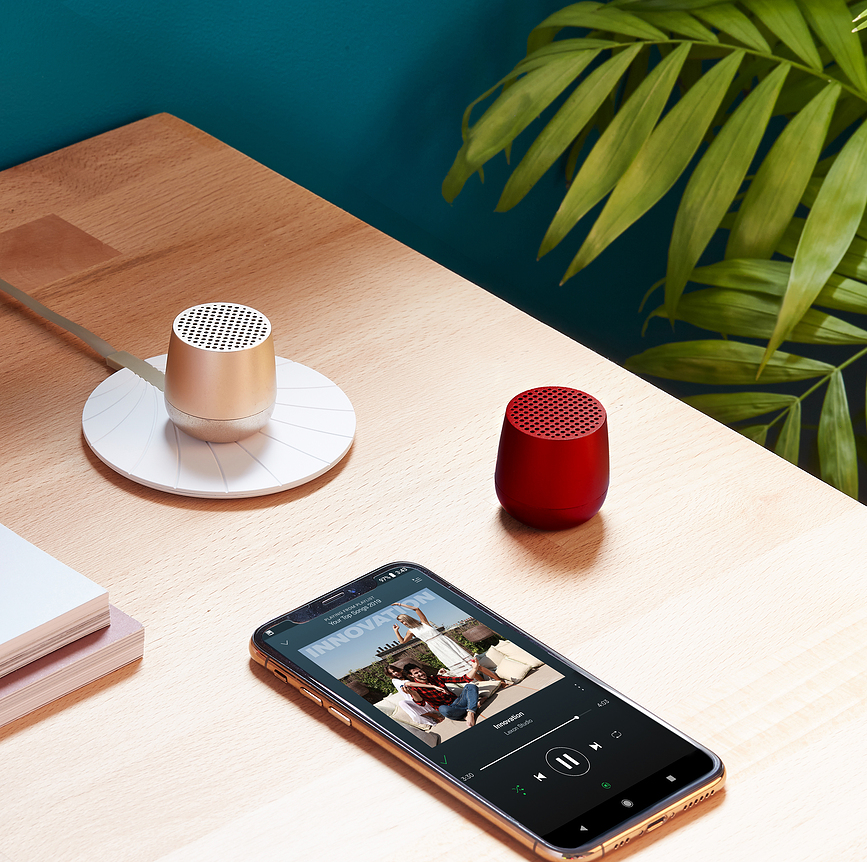 Mino+ Enceinte portable, dorée, en aluminium