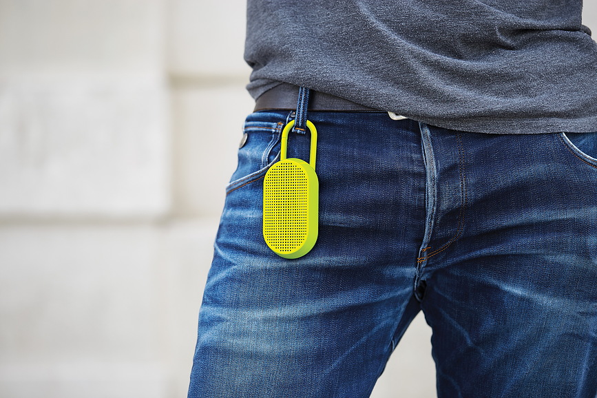 Mino T Enceinte étanche, avec crochet et support, jaune