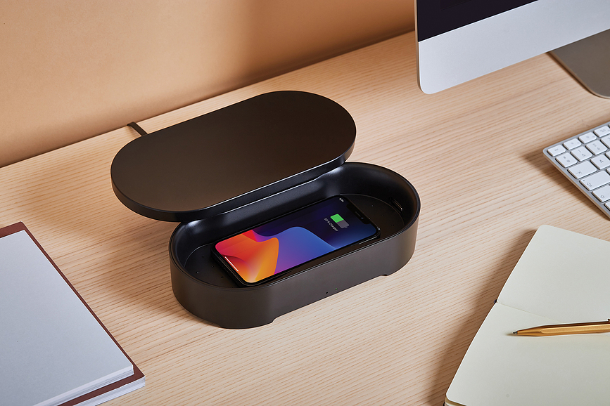 Oblio Box Chargeur sans fil avec stérilisateur UV, noir