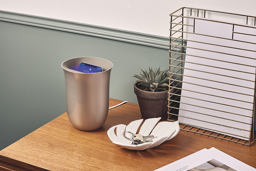 Oblio Brezžični polnilnik z UV razkuževalnikom, mornarsko moder