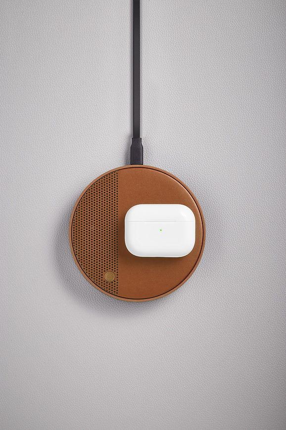 Oslo Energy+ Chargeur Sans Fil avec haut-parleur, rouge foncé