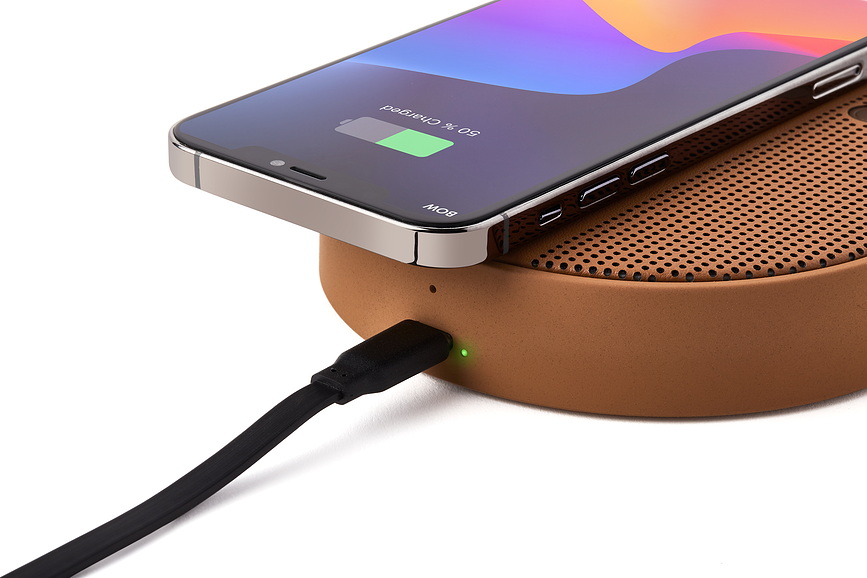 Oslo Energy+ Chargeur Sans Fil avec haut-parleur, rouge foncé