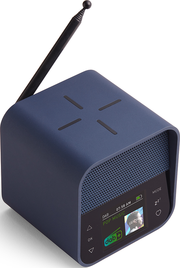 Oslo News Premium Radio-Réveil avec chargeur sans fil, rouge foncé