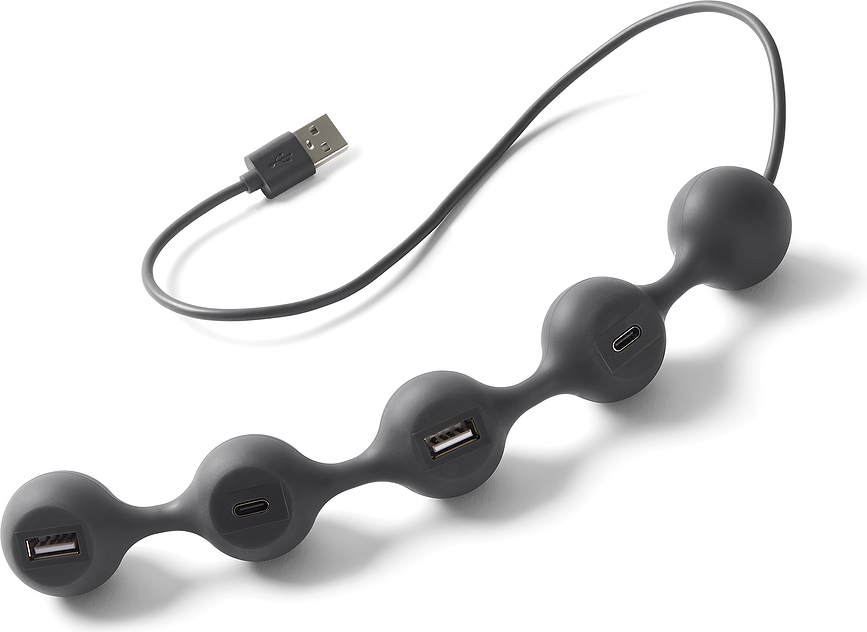 Peas Hub 2 Hub USB 4 ports, gris foncé