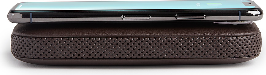 Powersound Brezžični polnilnik z zvočnikom, črn, usnjen