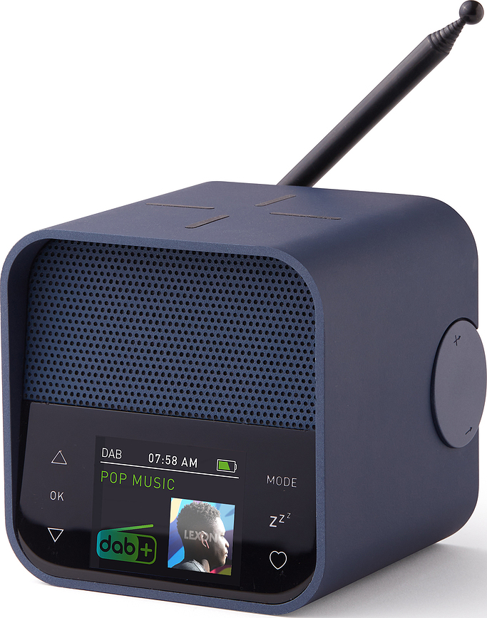 Radio con reloj y cargador inalámbrico Oslo News Premium, rojo oscuro