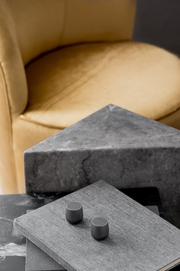 Twin Mino+ Enceintes, en aluminium, dorées, Lot de 2