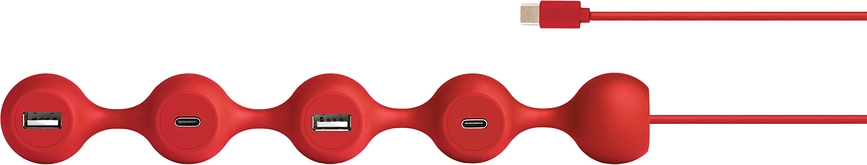 USB hub Peas Hub C 4 porty tmavočervený